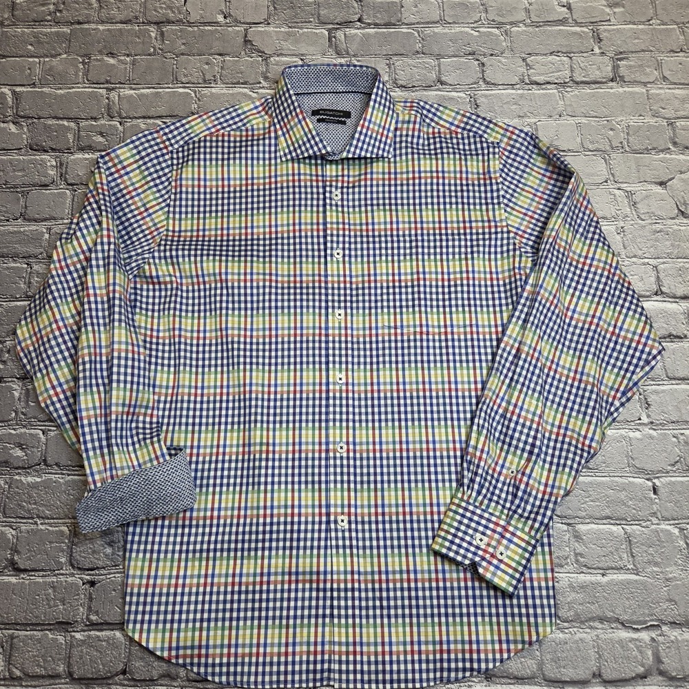 Bugatchi Uomo Mens Shirt Size Large Classic Fit Flip Cuffs